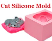 Cat Silicone Mold 3d cats on pilow Soap Kitty Mold silicone mold for soap Mold Making Candle Mold Custom Soap Mold silicone Best Mold