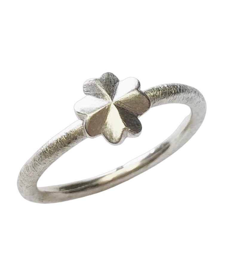 Stacking ring with cloverleaf, handmade image 1