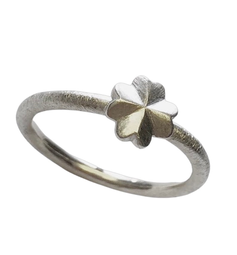 Stacking ring with cloverleaf, handmade image 3