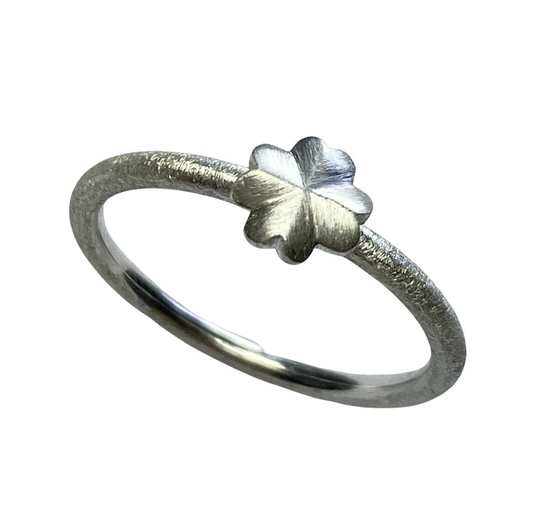 Stacking ring with cloverleaf, handmade image 7