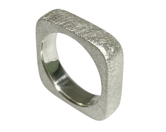 Eckigrunder Ring, Silber, Handarbeit, individuell, Ring, Silberring