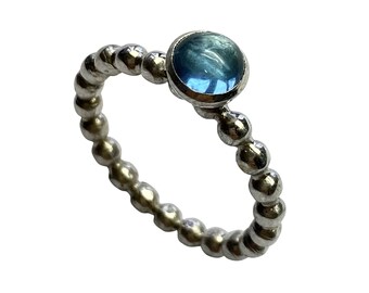 Ball ring with topaz cabochon, handmade