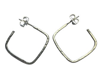 Forged, square hoop earrings, goldsmith work