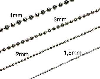 Sterling silver ball chains, various lengths and thicknesses