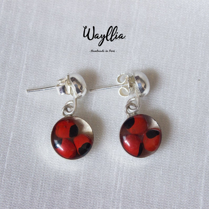Peru Earrings Seeds Silver Jewelry Huayruro Earrings Accessories Handmade Jewelry Fine Jewelry Silver Cuff Peruvian silver 950