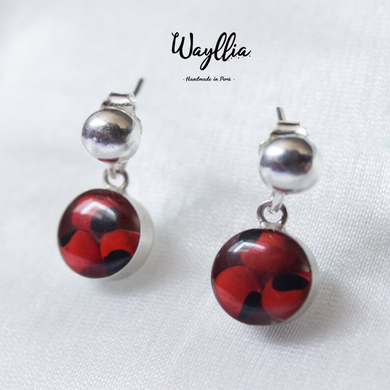 Peru Earrings Seeds Silver Jewelry Huayruro Earrings Accessories Handmade Jewelry Fine Jewelry Silver Cuff Peruvian silver 950