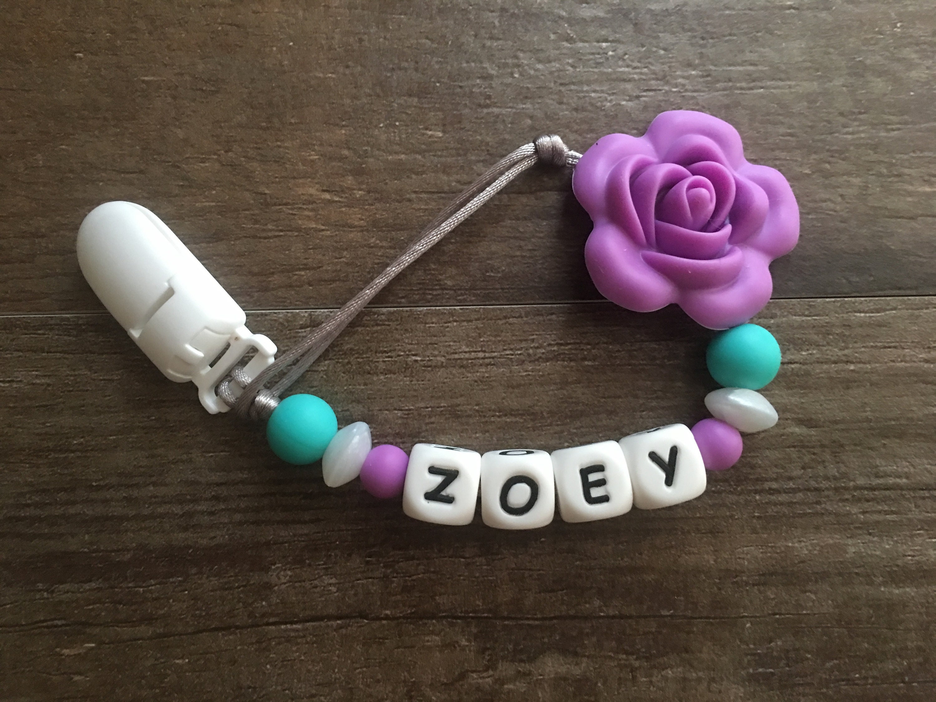Personalized Flower Pacifier holder Pacifier clip Teether Etsy