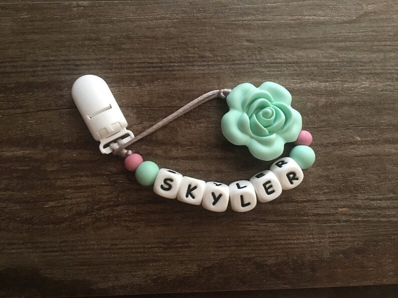 Personalized Flower Pacifier holder Pacifier clip Teether Etsy
