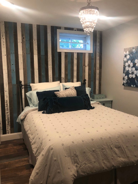 ft. Barnwood Wall Planks in Herringbone Reclaimed Wood Wall 20 sq Simple Peel and Stick Rustic BarnWood