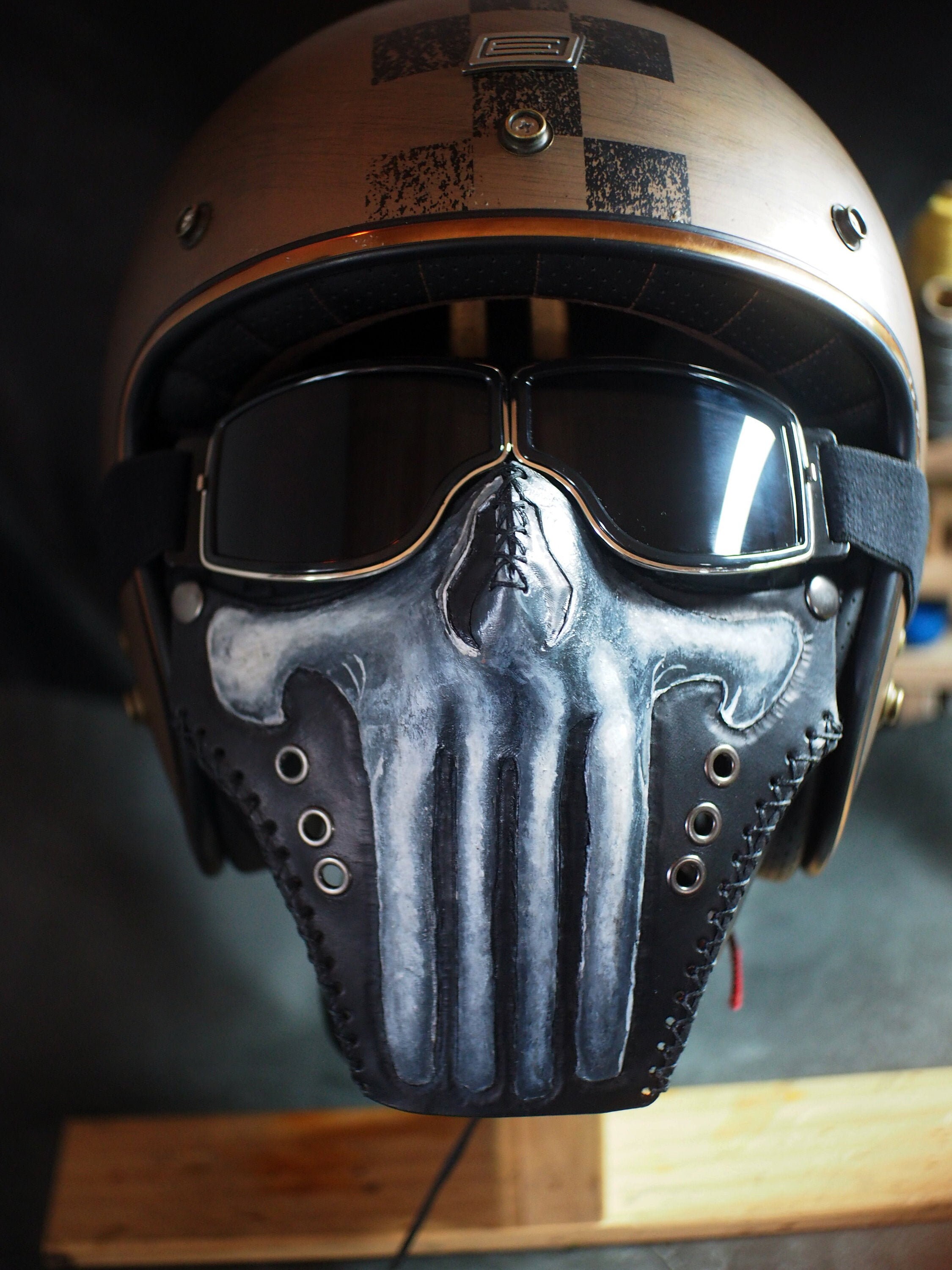 Punisher Leather Face Mask and Goggles 