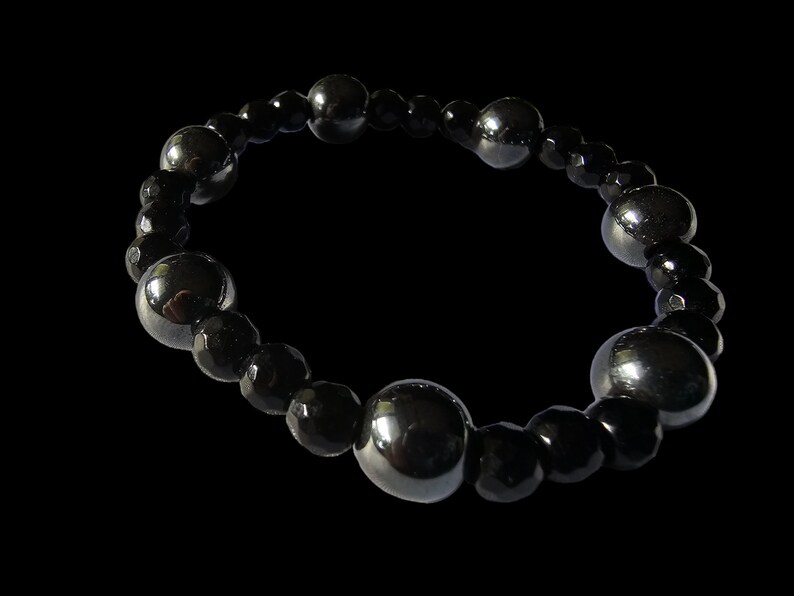 Zilveren zwarte armband met Onyx en Hämatit afbeelding 4