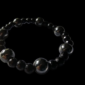 Zilveren zwarte armband met Onyx en Hämatit afbeelding 2