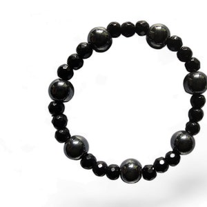 Zilveren zwarte armband met Onyx en Hämatit afbeelding 7