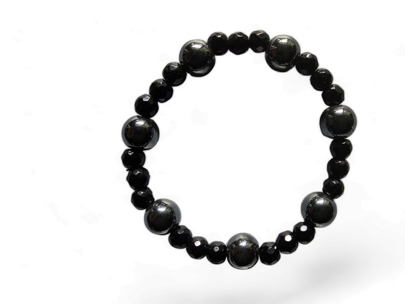 Zilveren zwarte armband met Onyx en Hämatit afbeelding 7