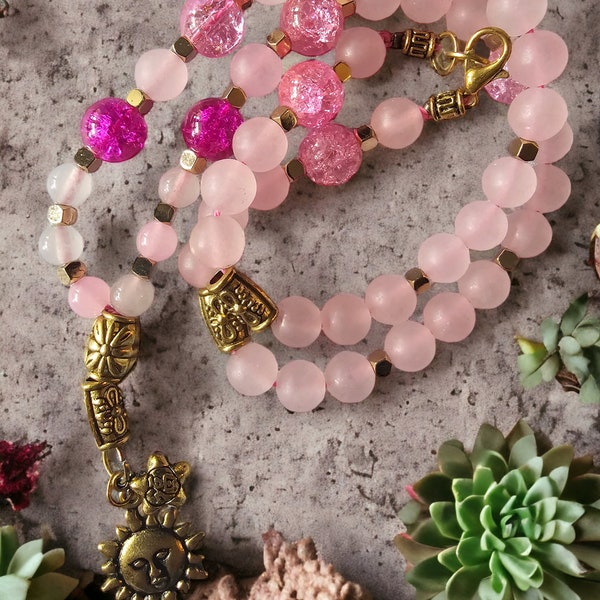 Pink sky Halskette aus Rosenquarz