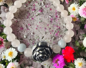 Armband - silver Rose aus Rosenquarz und Jade