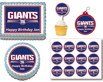 New York Giants Edible Birthday Cake Toppers, Plastic cupcake Picks, Gift Tags or Stickers