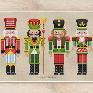 Christmas Nutcrackers Cross Stitch Pattern Simple Easy Primitive Counted Set Beginner Tale Soldier Christmas Decoration PDF Instant Download