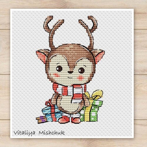Christmas Animals Cross Stitch Pattern Horizontal Colorful Art Etsy