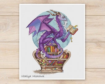 Dragon Cross Stitch Pattern Book Guard Colorful DMC DIY X-stitch Chart Needlepoint Pattern Embroidery Chart Printable PDF Instant Download