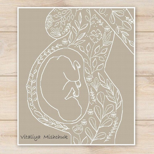Pregnant Cross Stitch Pattern Baby Shower Cross Stitch Etsy
