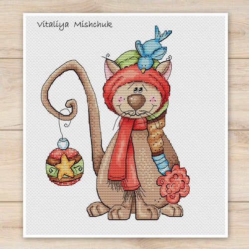 Christmas Animals Cross Stitch Pattern Horizontal Colorful Art Etsy