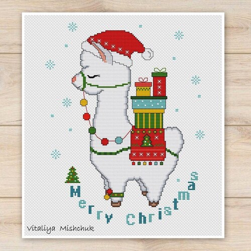 Christmas Animals Cross Stitch Pattern Merry Christmas Cross Etsy