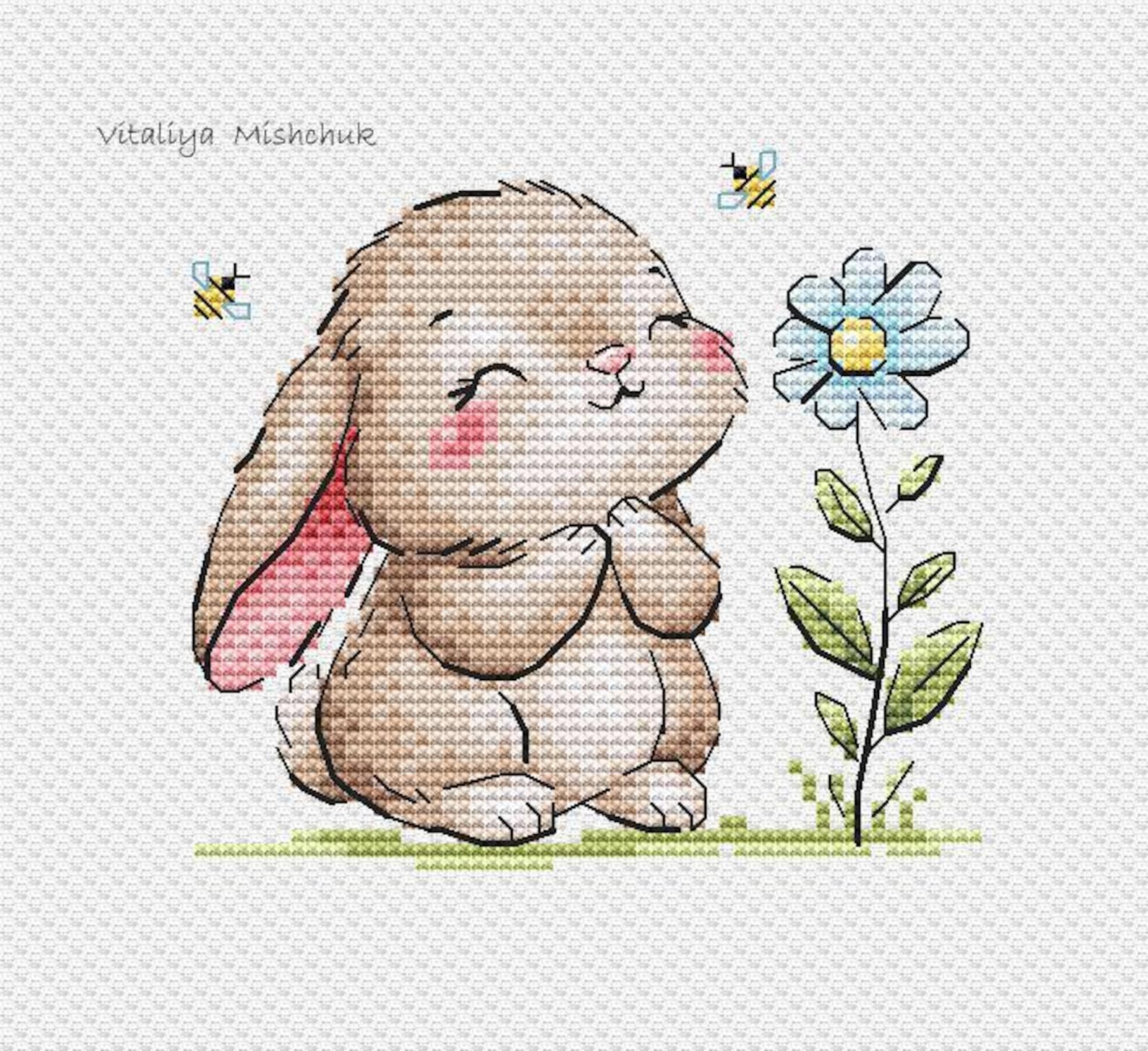 Bunny Cross Stitch Pattern Rabbit Flower Summer Baby Animal Child ...