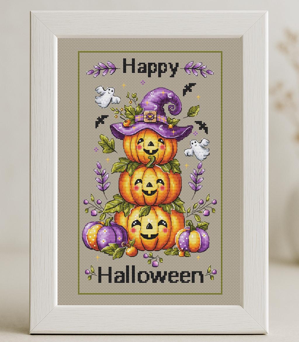 Halloween Pumpkin Cross Stitch Pattern Ghost Autumn Happy Halloween ...