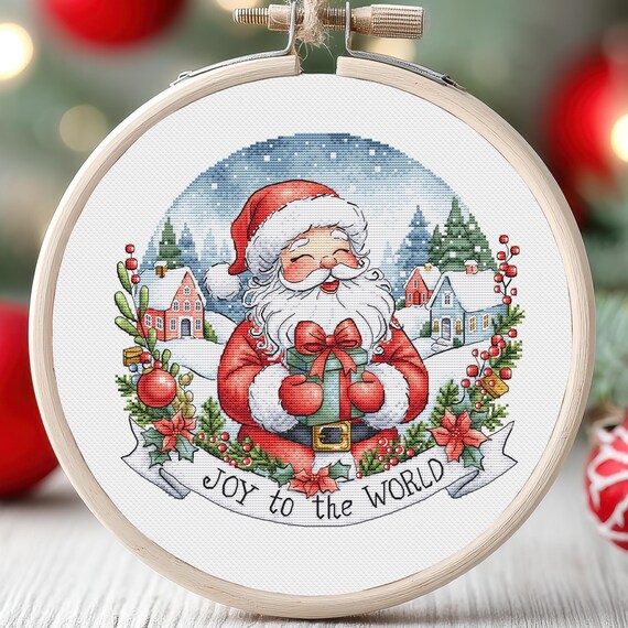 Awesocrafts Christmas Cross Stitch Kit - Santa & Bears Pattern, Stamped Fabric, Supplies Included - View #7