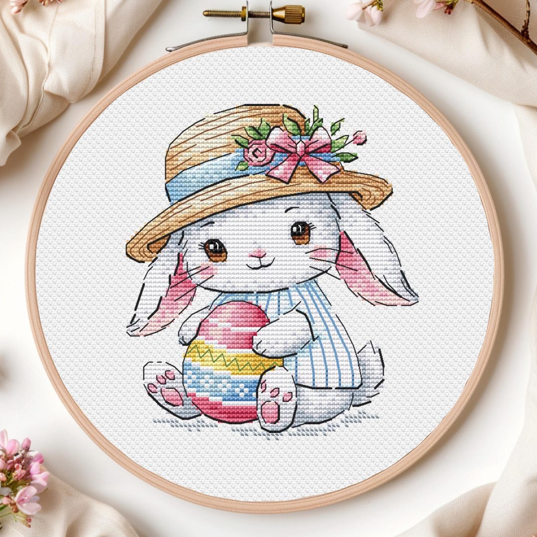 Easter Bunny Cross Stitch Patterns Rabbit Easter Egg Spring for Kids ...