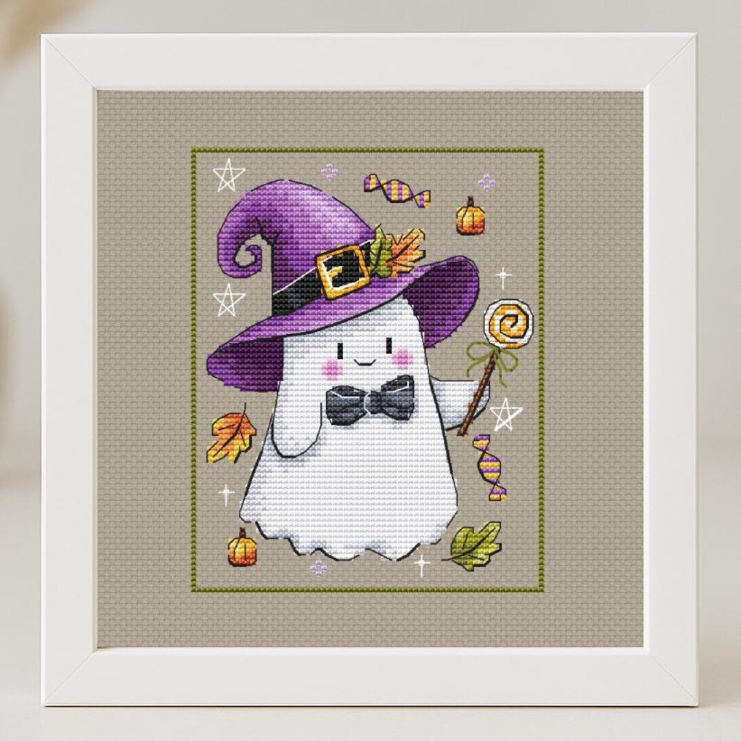 Halloween Ghost Cross Stitch Pattern Pumpkins Fall First Halloween ...