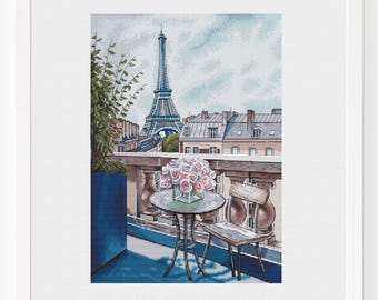 Stadt Kreuzstich Muster Paris Kreuzstich Bunte Kunst X Stichvorlage Nadelspitze Muster Stickvorlage Printable PDF Instant Download