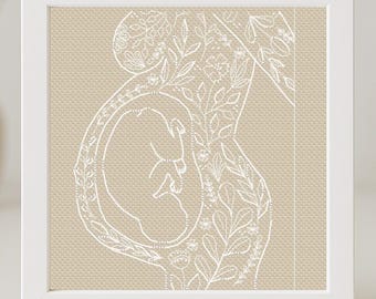 Zwanger kruissteekpatroon babyshower kruissteek horizontale kunststeek DIY X-steek borduurpatroon borduursteek PDF Instant Download
