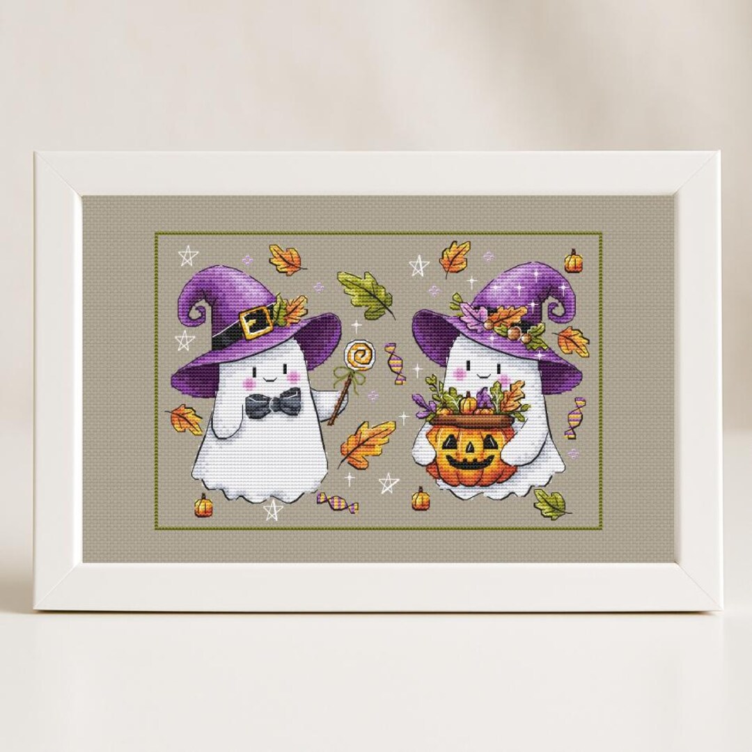 Halloween Ghost Cross Stitch Pattern Pumpkins Fall Happy Halloween ...