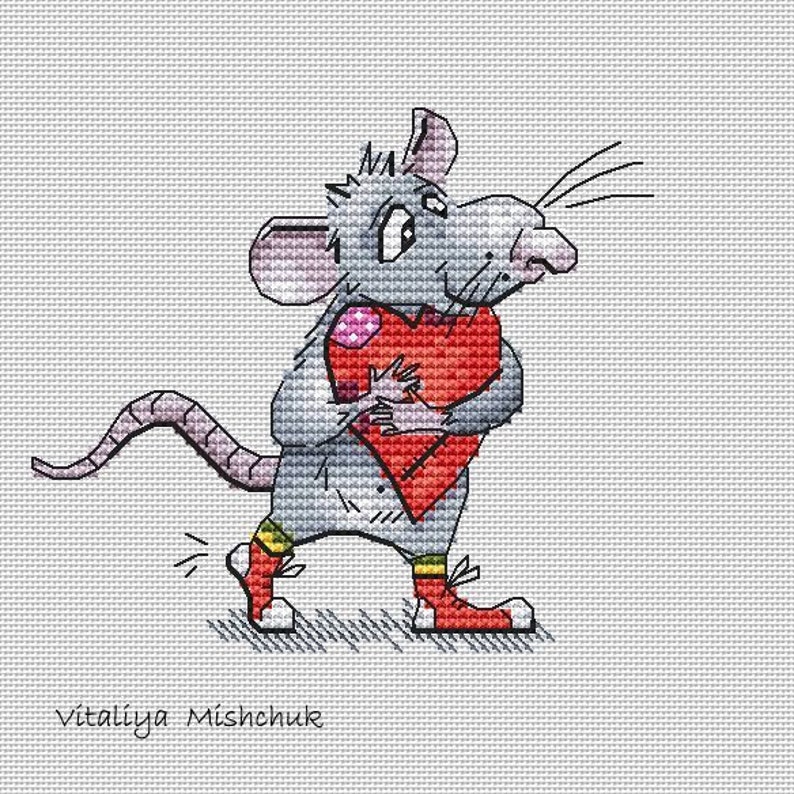 Mouse Cross Stitch Patterns Pdf Love Cross Stitch Counted DIY Etsy