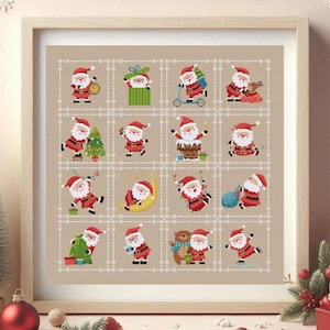 Padrões de Ponto Cruz do Papai Noel, Enfeites de Natal, Conjunto Simples, Pequeno, Amostra, Cartão, Estilo Rústico, Fácil, Iniciante, Download Instantâneo em PDF