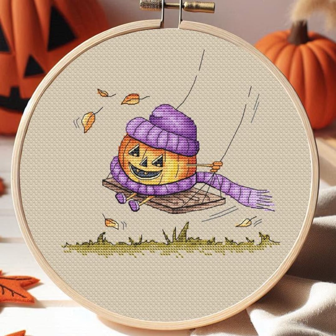 Halloween Pumpkin Cross Stitch Pattern Pdf DIY X-stitch Chart ...