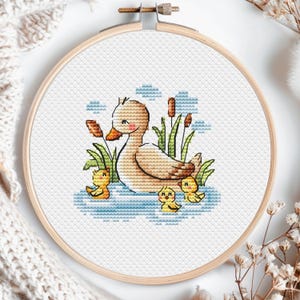 Duck Cross Stitch Pattern Goose Farm Bird Baby Animal Poultry Small Mini Summer Kids Room Nursery Duckling Instant  Download PDF Village