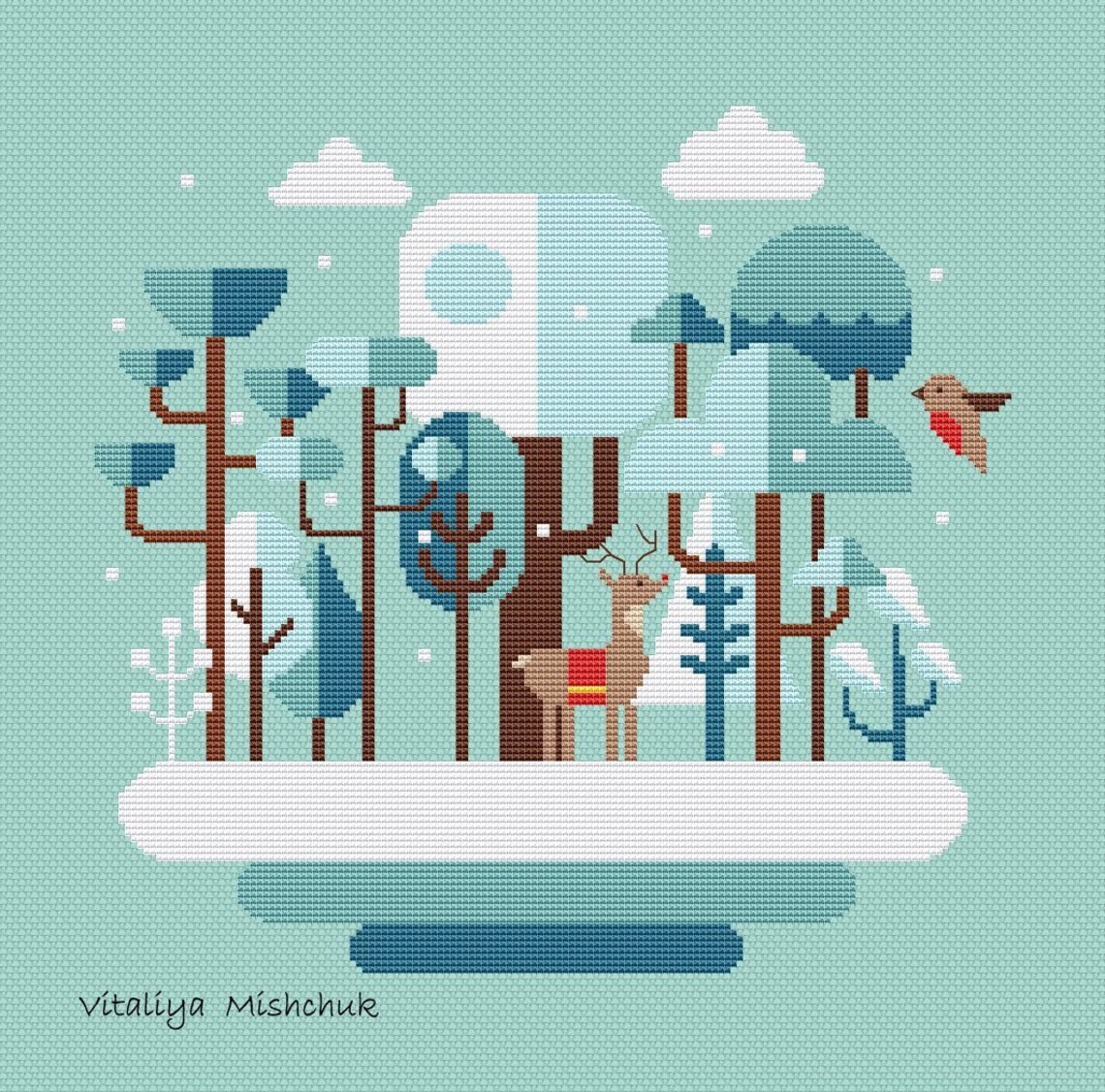 Four Seasons Cross Stitch Pattern Modern Landscape Nature Etsy