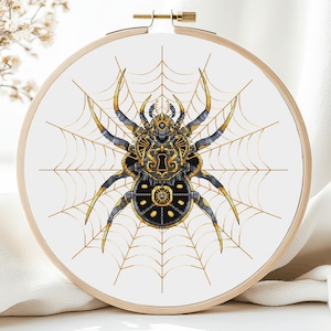 Spider Cross Stitch Pattern PDF Insects Steampunk Modern For Man Set  Animal Needlepoint  Printable PDF Instant Download