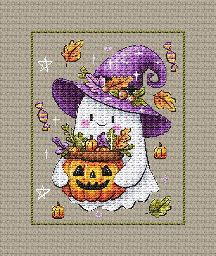 Halloween Ghost Cross Stitch Pattern Pumpkins Fall First Halloween ...