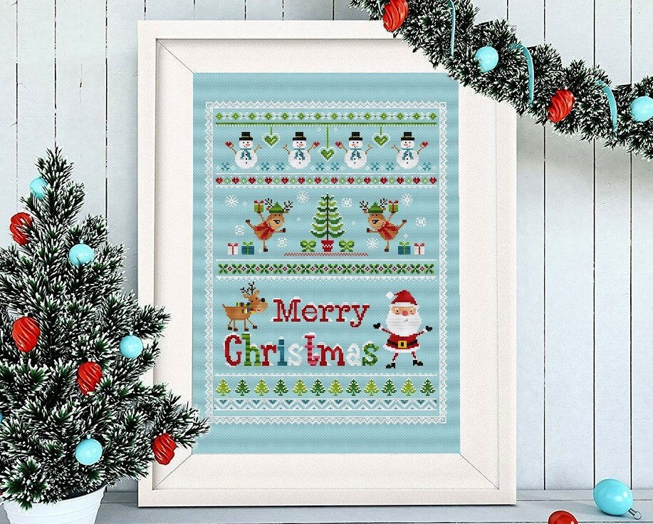 Christmas Sampler Cross Stitch Pattern Primitive Winter Ornament ...