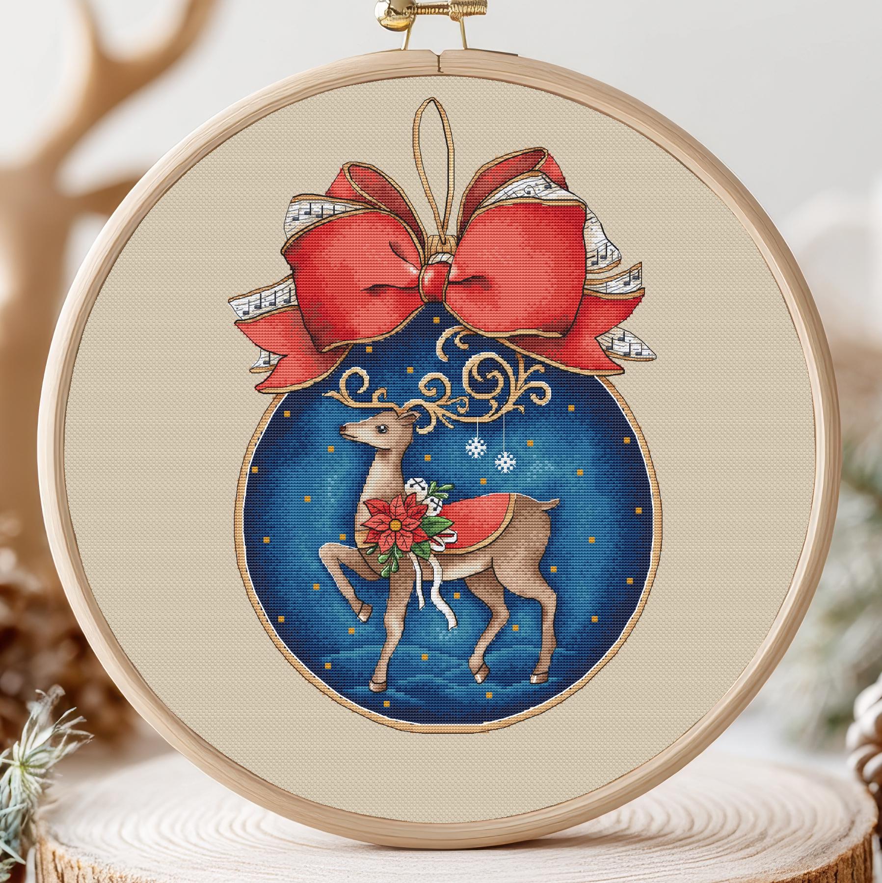 Christmas Deer Cross Stitch Pattern Ball PDF X-mas Festive Winter ...