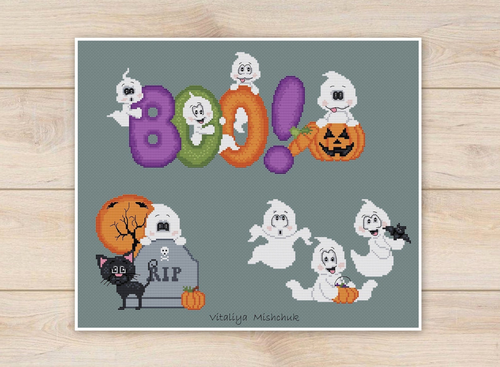 Halloween Ghost Cross Stitch Pattern PDF Spooky Happy - Etsy