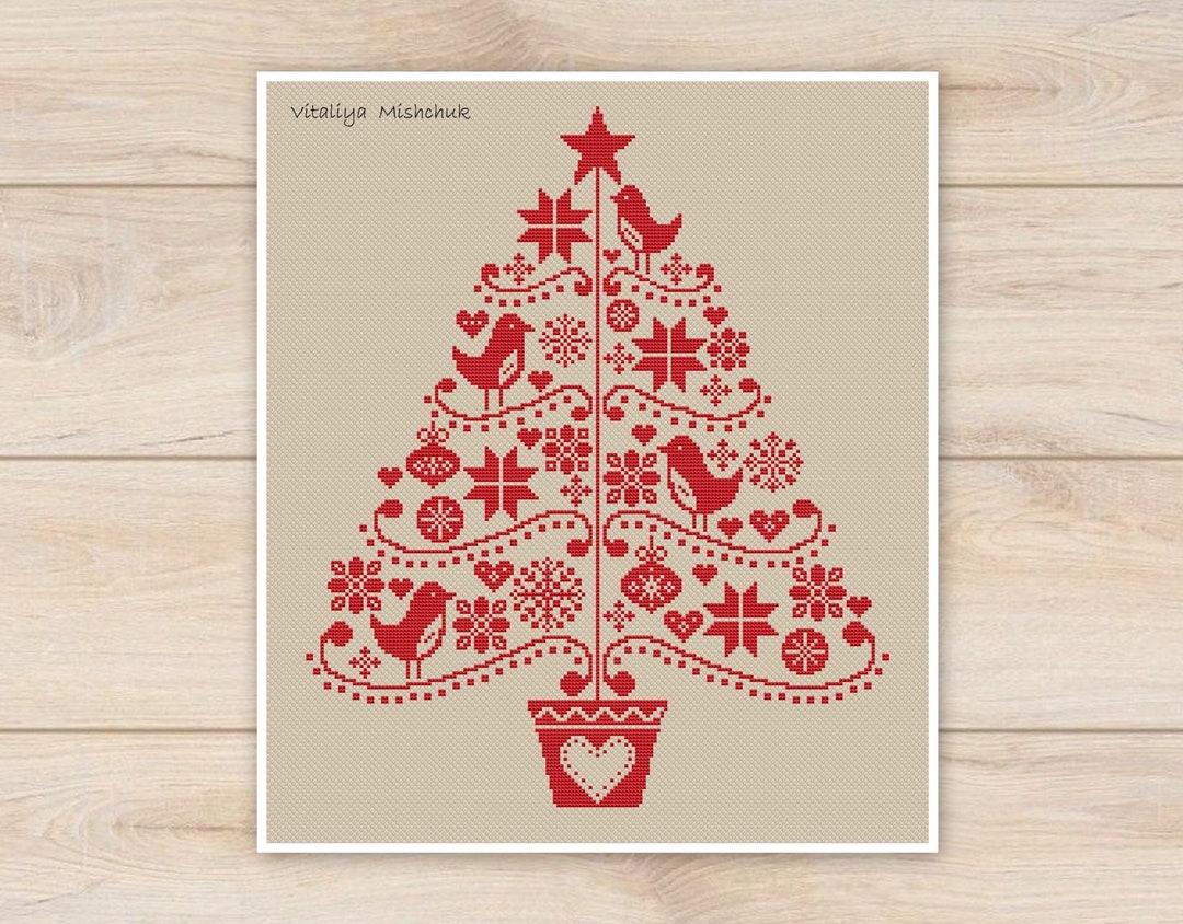 Christmas Tree Cross Stitch Pattern Christmas Ornament Folk Etsy
