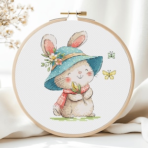 Kanin Korsstygnsmönster Babydjur Sommar Barnrum Barn Kanin Vår Flickrum Glad Räknad Söt Hare Konst Direkt Ladda Ned PDF