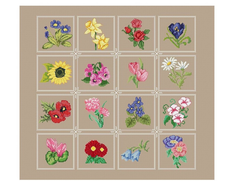 Flower Sampler Cross Stitch Pattern Flower Mini Small Floral - Etsy