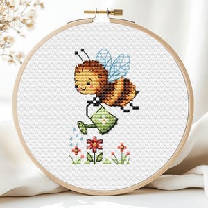 Api schema punto croce simpatici fiori animali piccoli mini minuscoli micro insetti bambini ragazza estate biglietto bambini download immediato PDF apicoltore