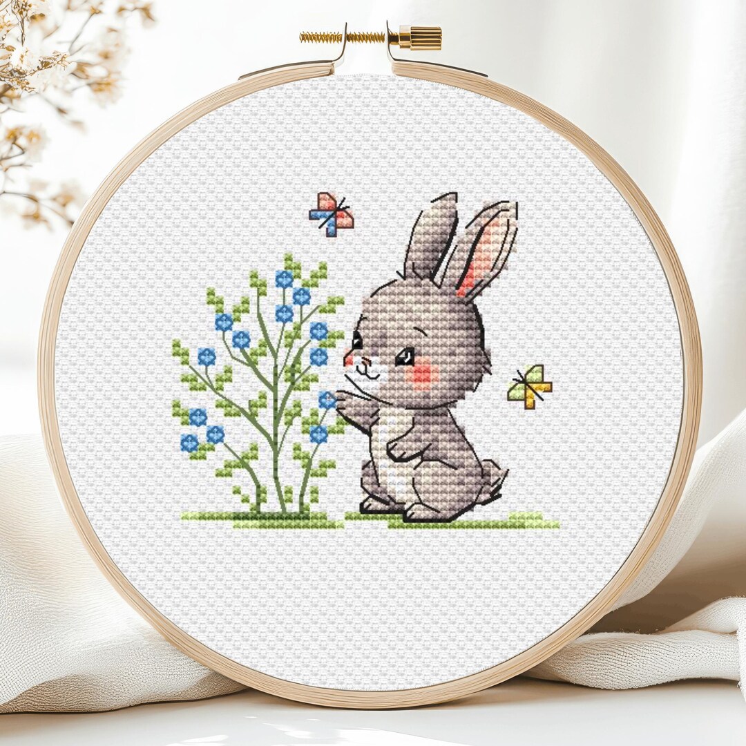 Bunny Cross Stitch Pattern Hare Forest Animal Rabbit Wild Small Mini ...
